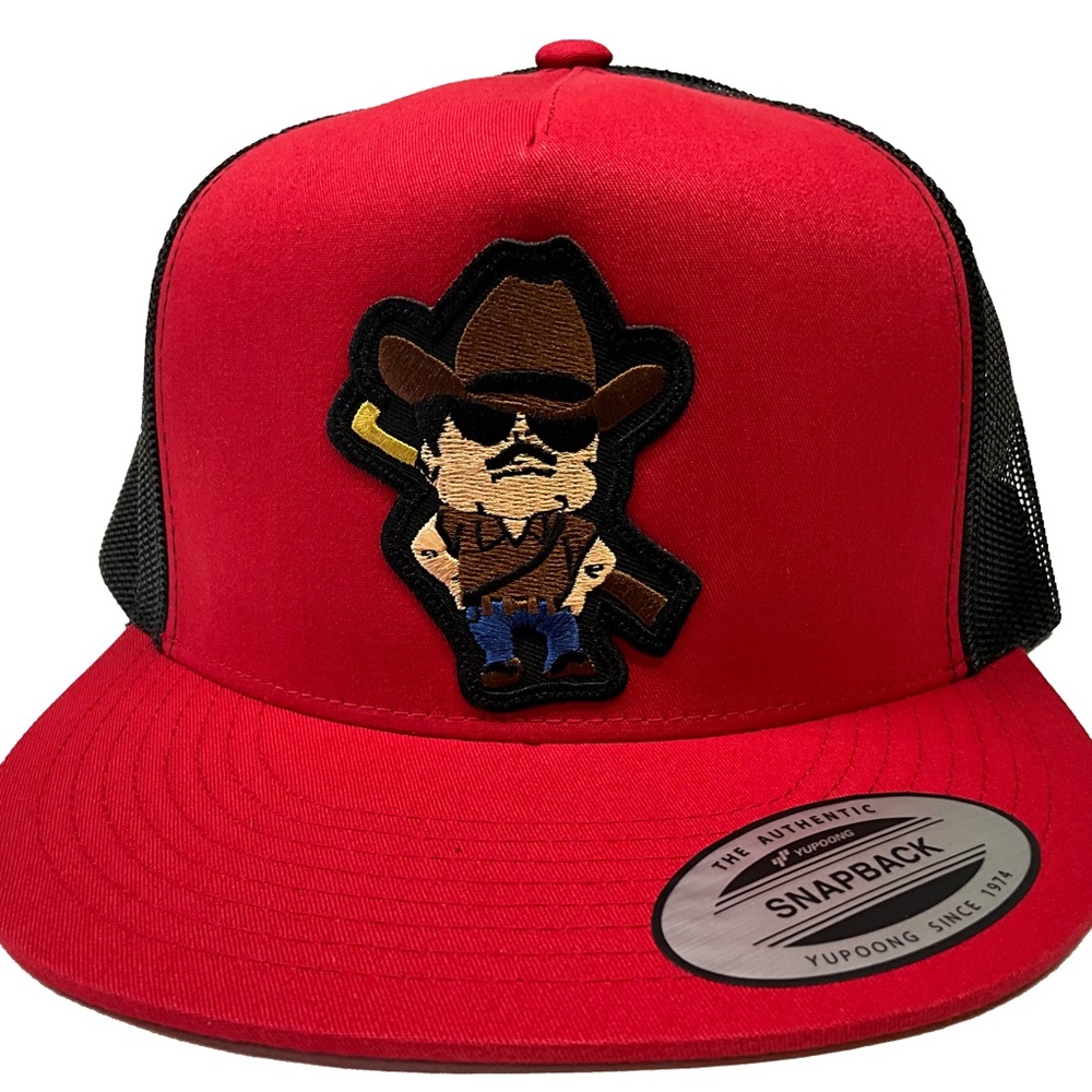 El mayo Zambada con el rifle hat red black mesh